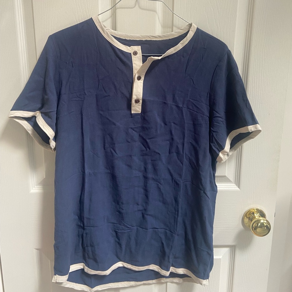 Brand New! Men's Navy Blue Henley Shirt -Mokaloha